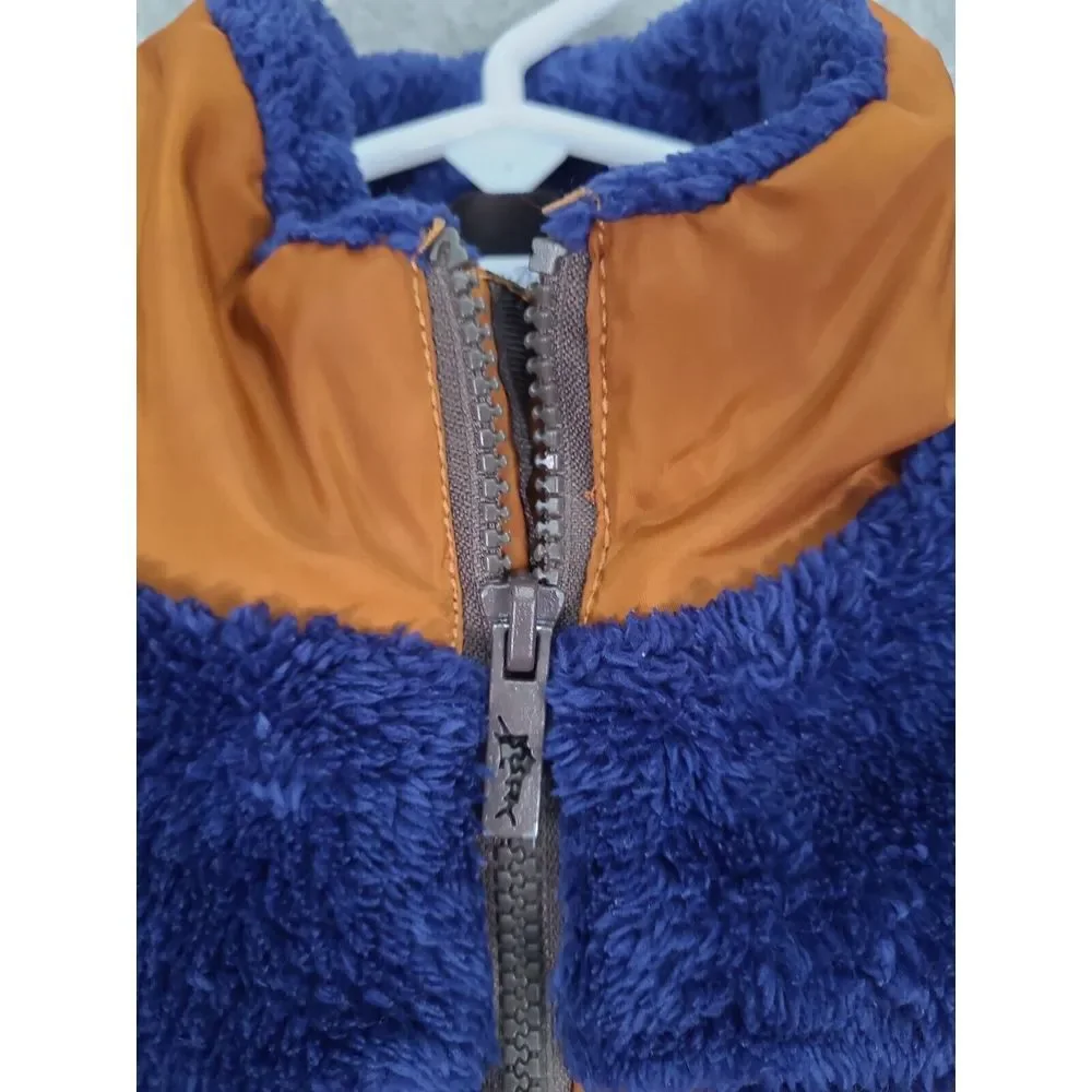 Tommy Bahama 2022 Kids Fleece Faux Fur Jacket Boys Size 5-6‎ Blue